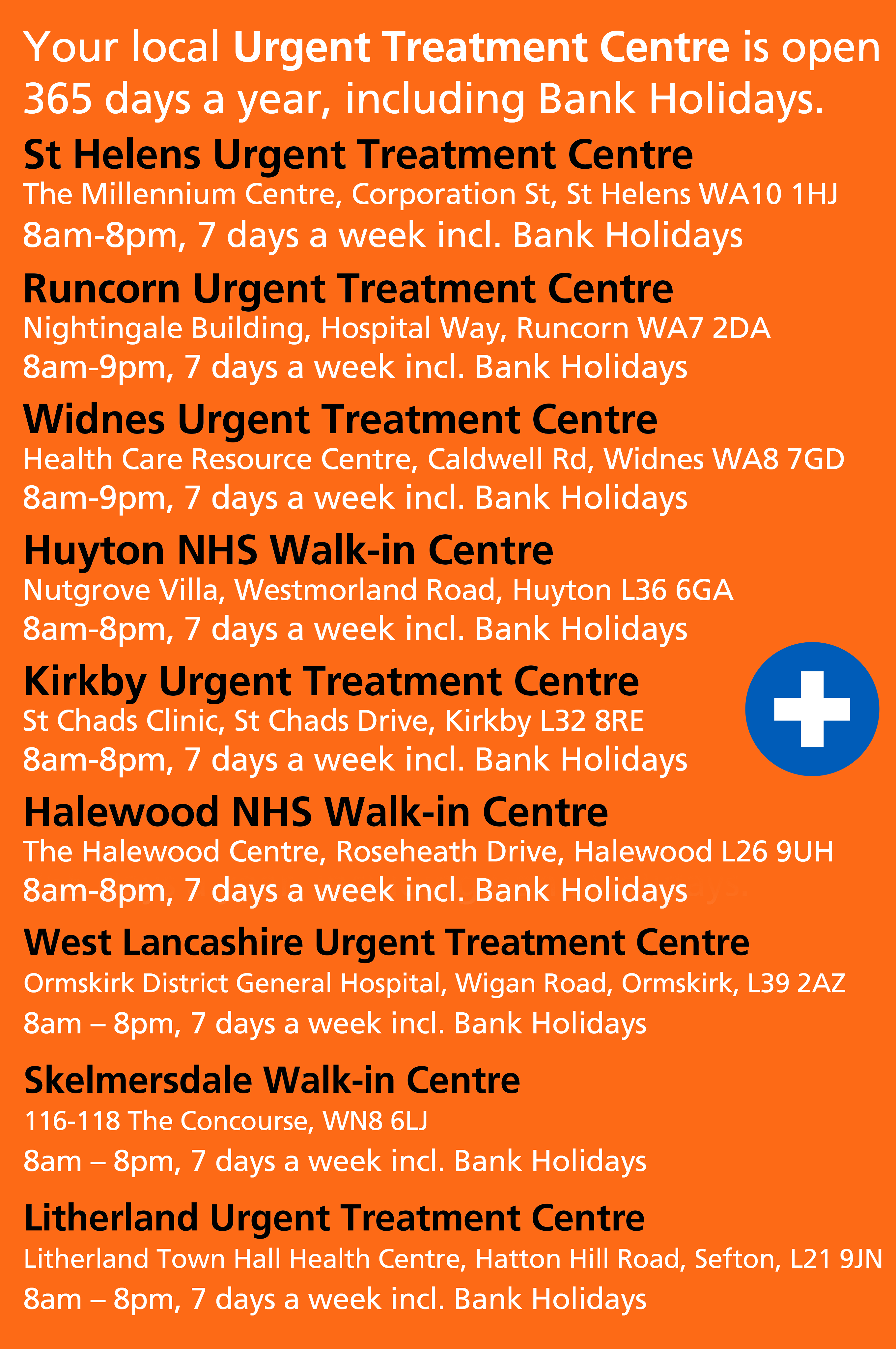 List of UTC and Walk-ins